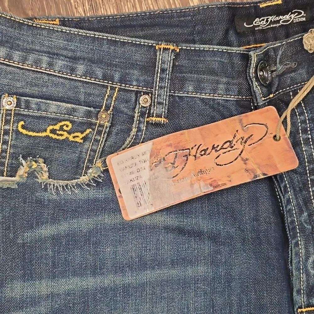 SOLD on M.ercari!! Ed Hardy Signature Logo Tiger Denim Men Size 32W 34L NWT - Picture 7 of 9